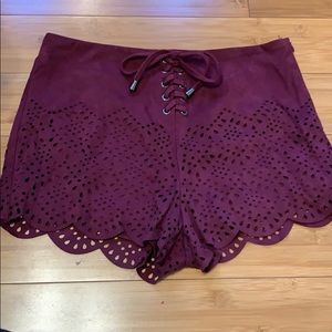 Faux saude lace up shorts